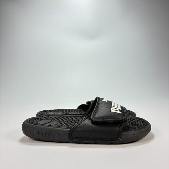Puma Cool Cat V Black Slides Sandals Comfort Slip On Casual Shoes Youth Size 12 - Picture 1 of 9